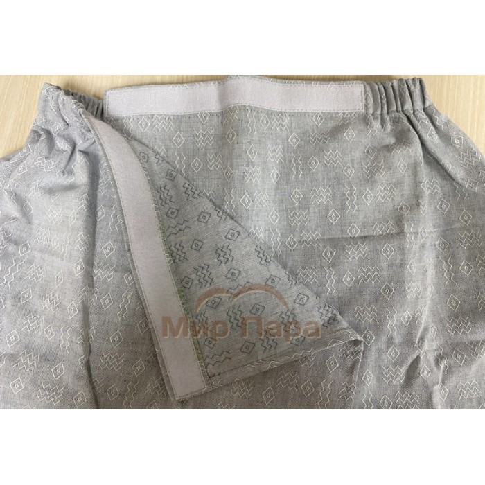 Парео женское с орнаментом для бани 147х85 см (лен+хлопок) серый